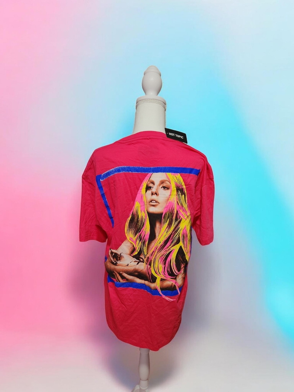 Lady Gaga Graphic Pink Women’s Hair Tee with Pop-Art Print